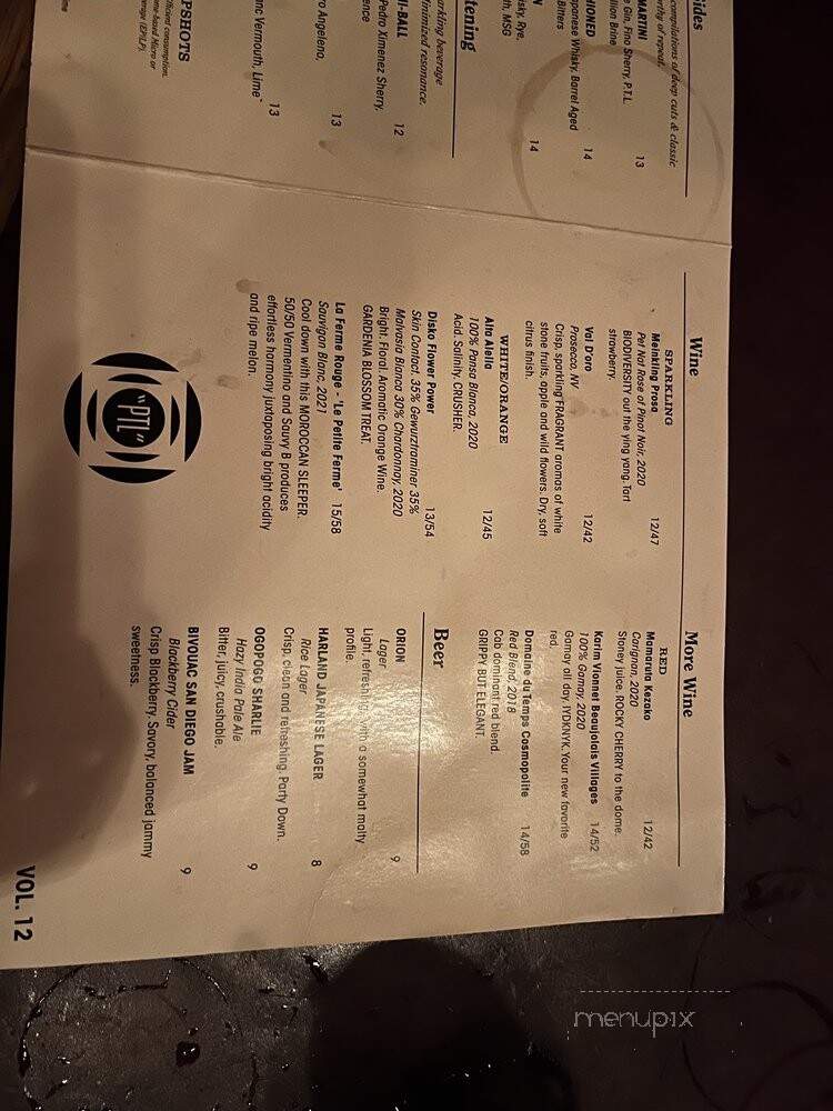 Part Time Lover - San Diego, CA menu_pic
