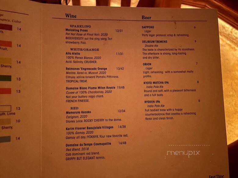 Part Time Lover - San Diego, CA menu_pic