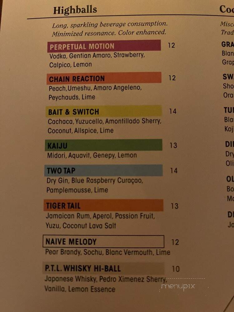 Part Time Lover - San Diego, CA menu_pic