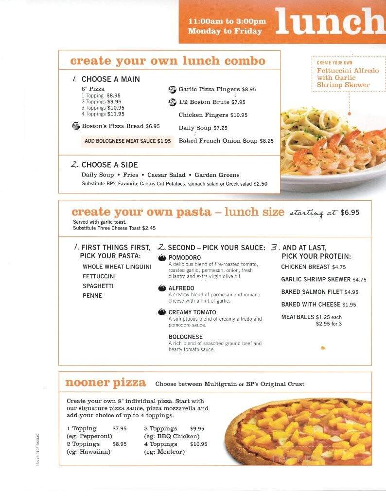 Boston Pizza - Charlottetown, PE menu_pic