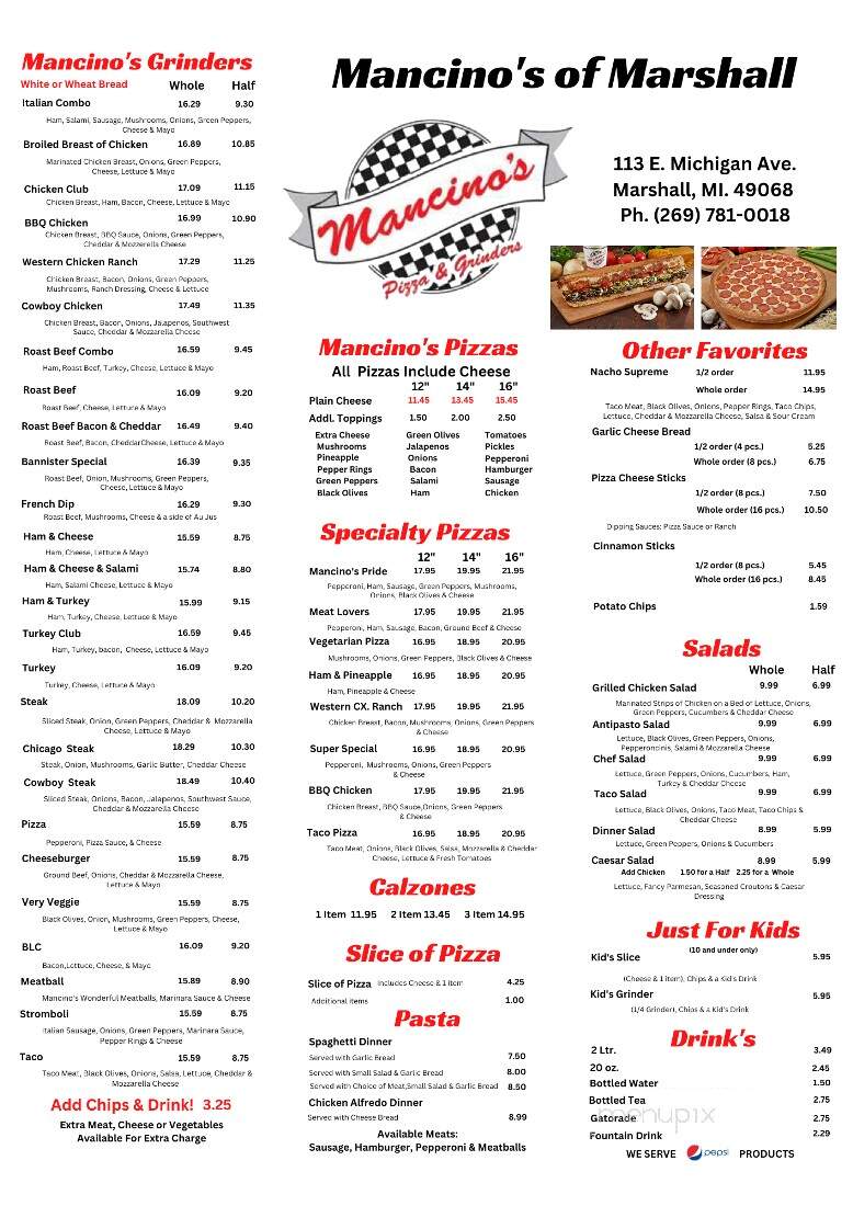 Mancino's Pizza & Grinders - Marshall, MI menu_pic