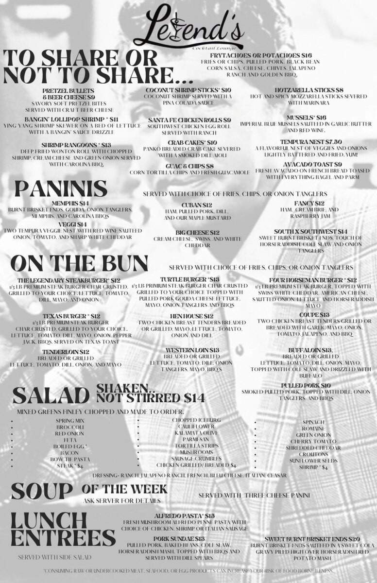 Legend's Cocktail Lounge - Peru, IN menu_pic
