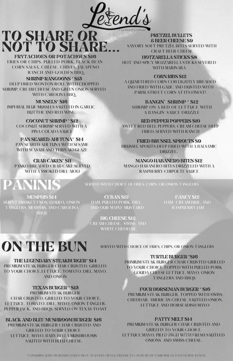 Legend's Cocktail Lounge - Peru, IN menu_pic