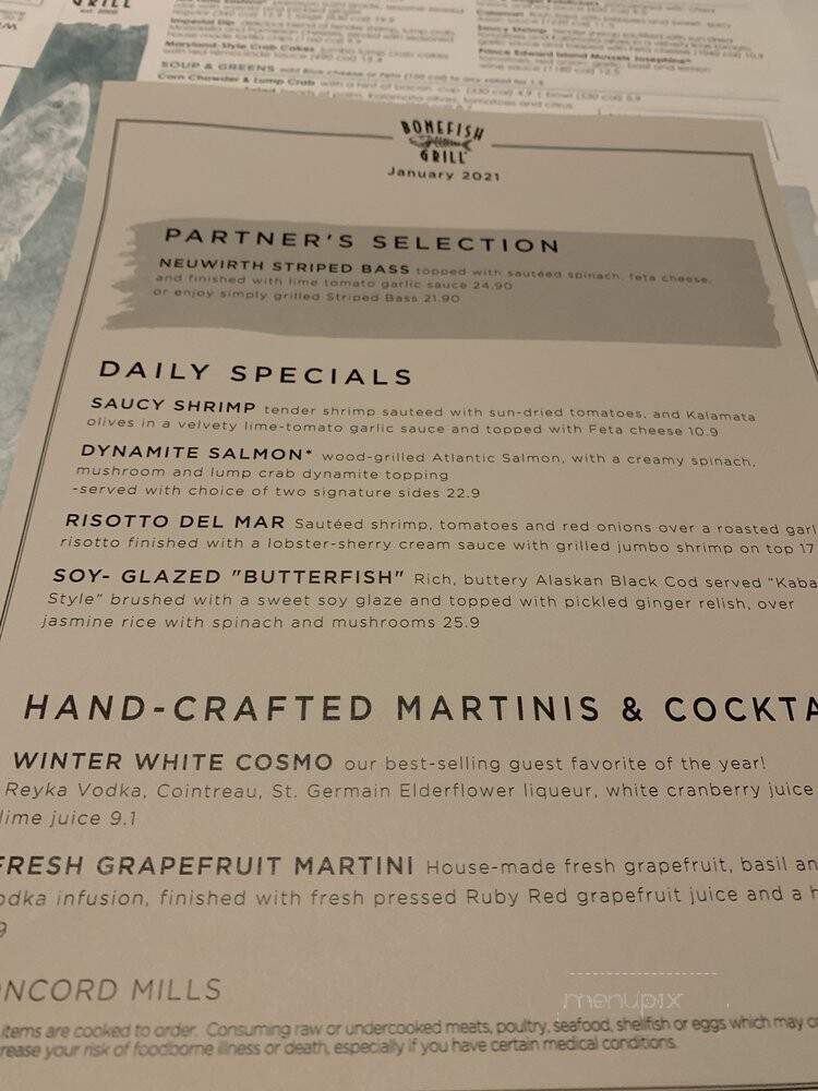 Bonefish Grill - Concord Mills, NC menu_pic