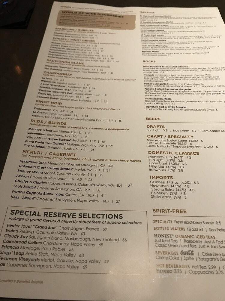 Bonefish Grill - Concord Mills, NC menu_pic