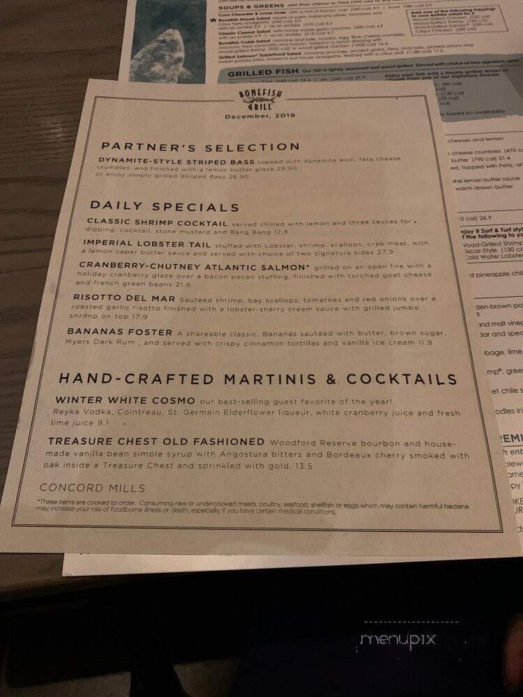 Bonefish Grill - Concord Mills, NC menu_pic