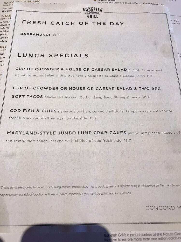 Bonefish Grill - Concord Mills, NC menu_pic