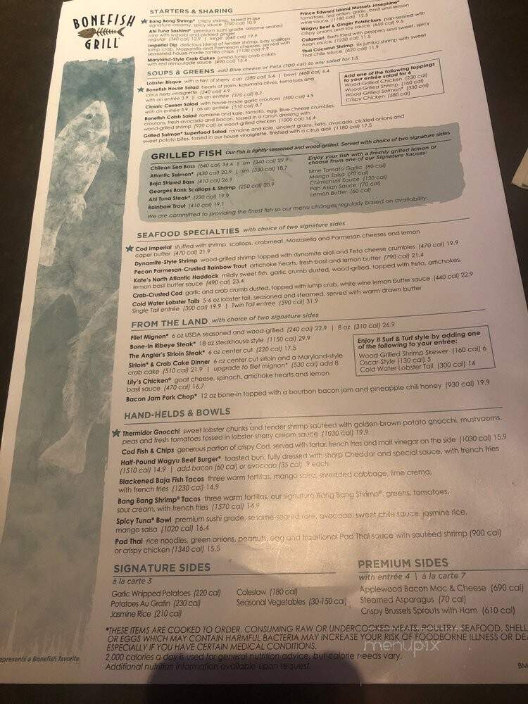 Bonefish Grill - Concord Mills, NC menu_pic