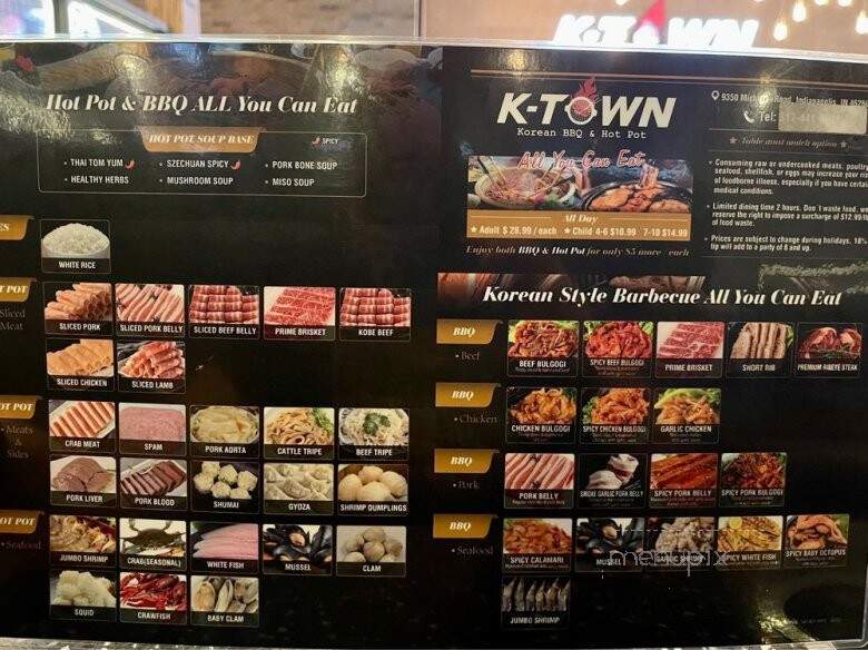 K Town Korean BBQ & Hot Pot - Indianapolis, IN menu_pic