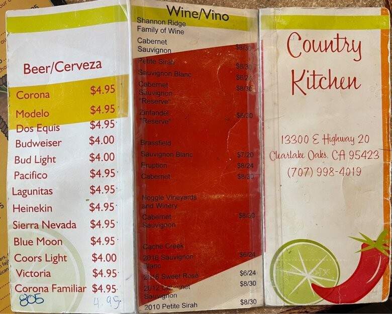 Country Kitchen - Clearlake Oaks, CA menu_pic