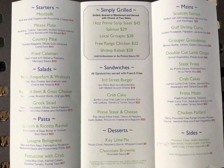 3rd Street Cafe - Boca Grande, FL menu_pic