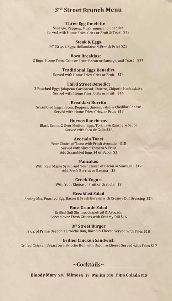 3rd Street Cafe - Boca Grande, FL menu_pic