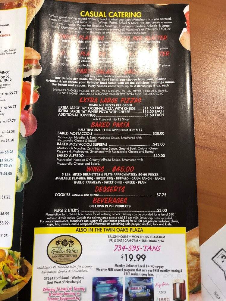 Mancino's Pizza & Grinders - Westland, MI menu_pic