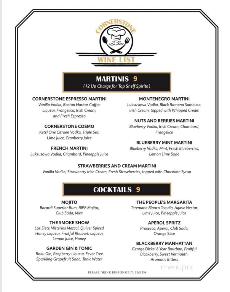Cornerstone Restaurant - Berlin, CT menu_pic