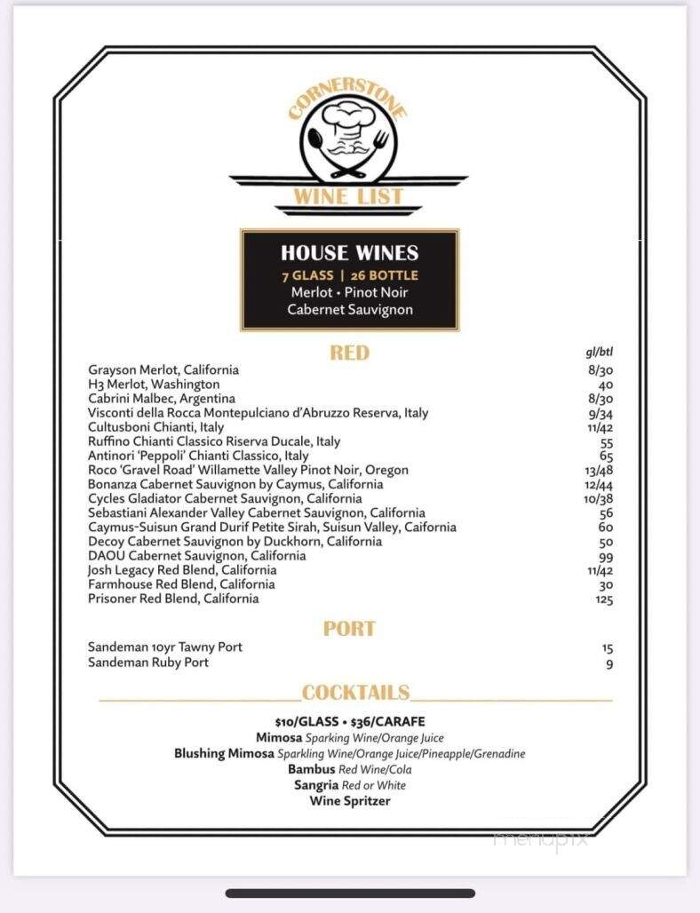 Cornerstone Restaurant - Berlin, CT menu_pic