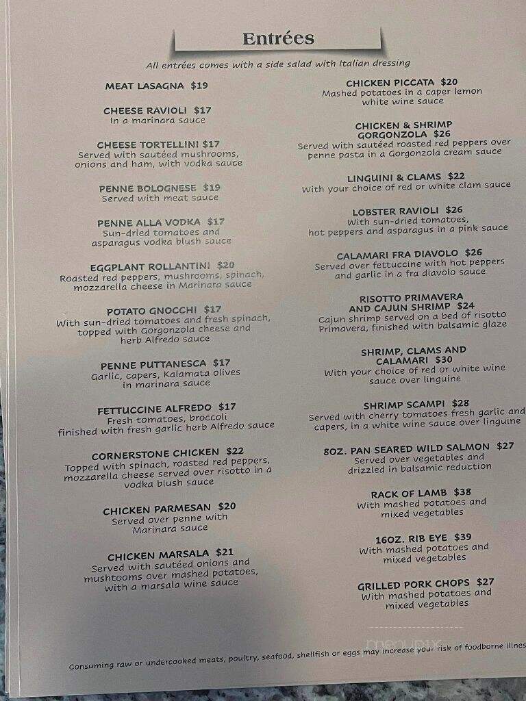 Cornerstone Restaurant - Berlin, CT menu_pic
