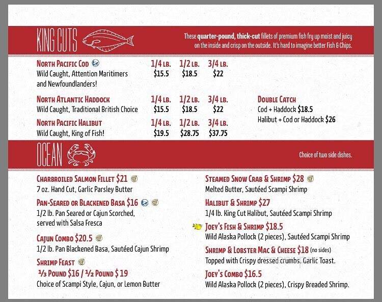 Joey's Only Seafood Restaurants - Brandon, MB menu_pic