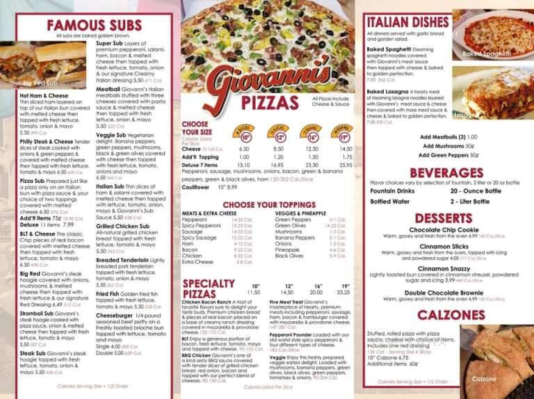 Giovanni's Pizza - Piketon, OH menu_pic