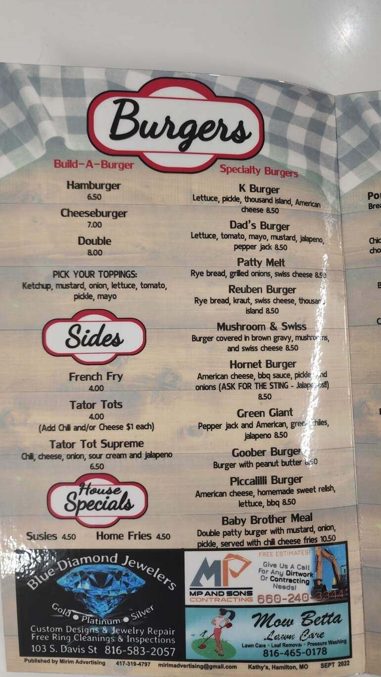 Kathy's Kitchen - Hamilton, MO menu_pic