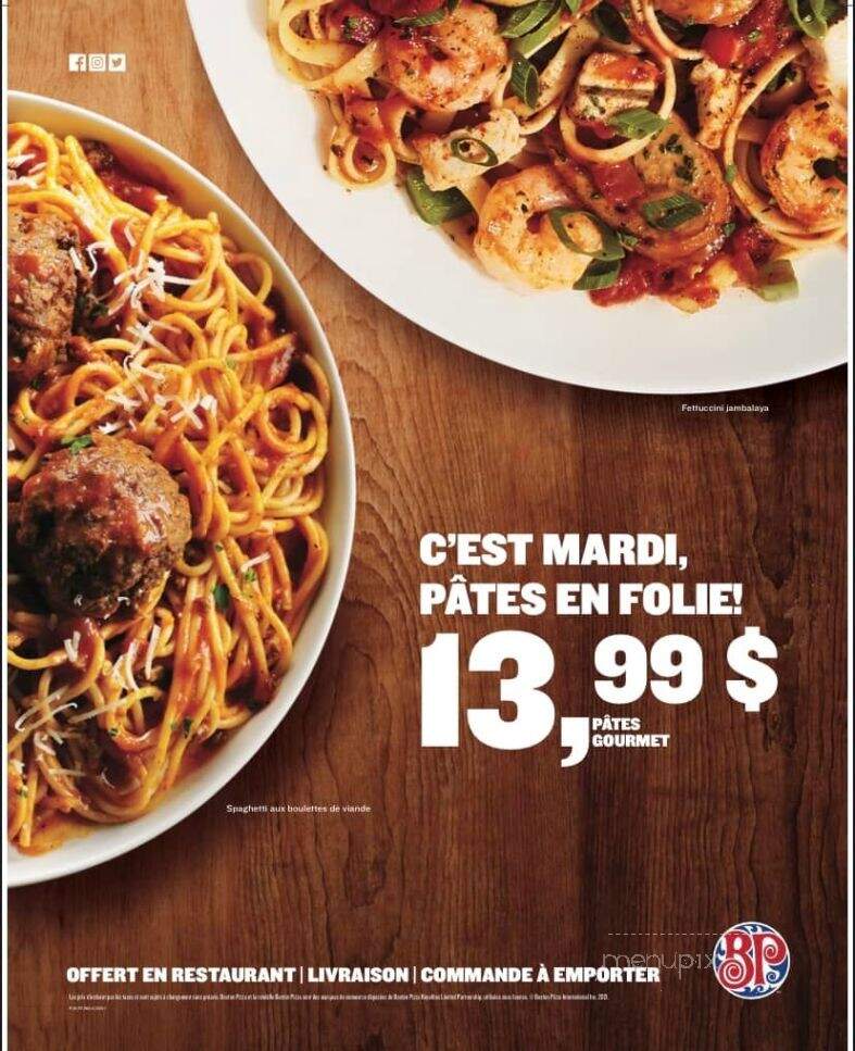 Boston Pizza - Edmundston, NB menu_pic