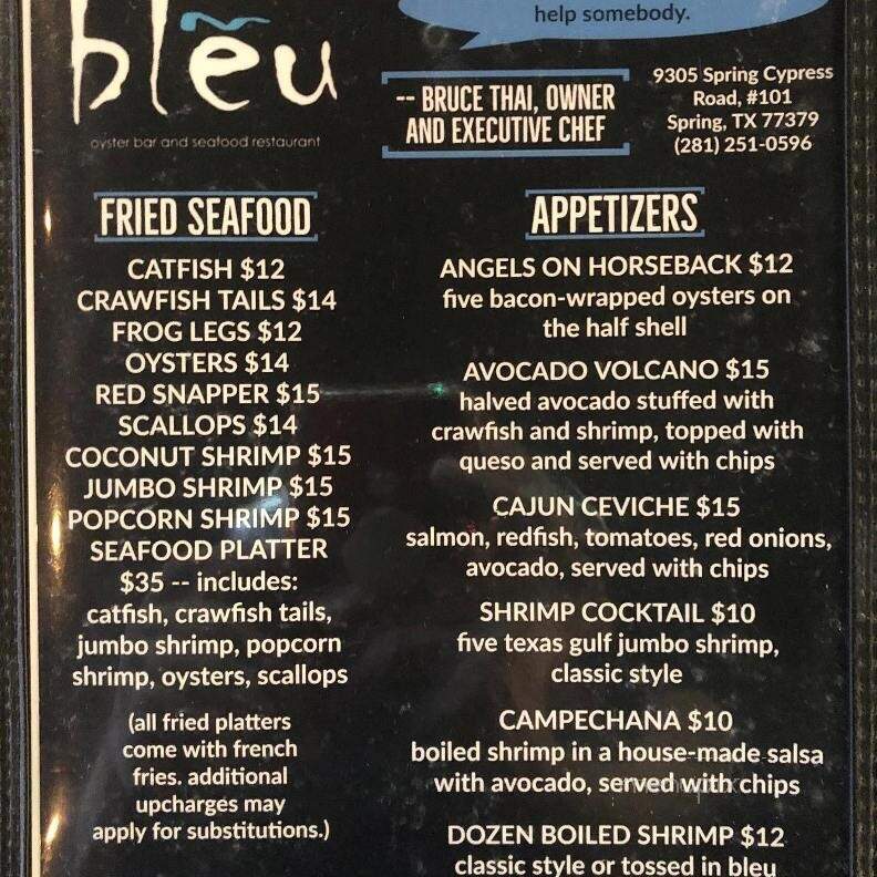 Bleu Oyster Bar and Seafood - Spring, TX