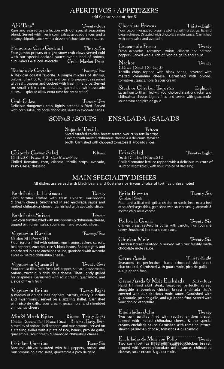 El Cazador - Boerne, TX menu_pic