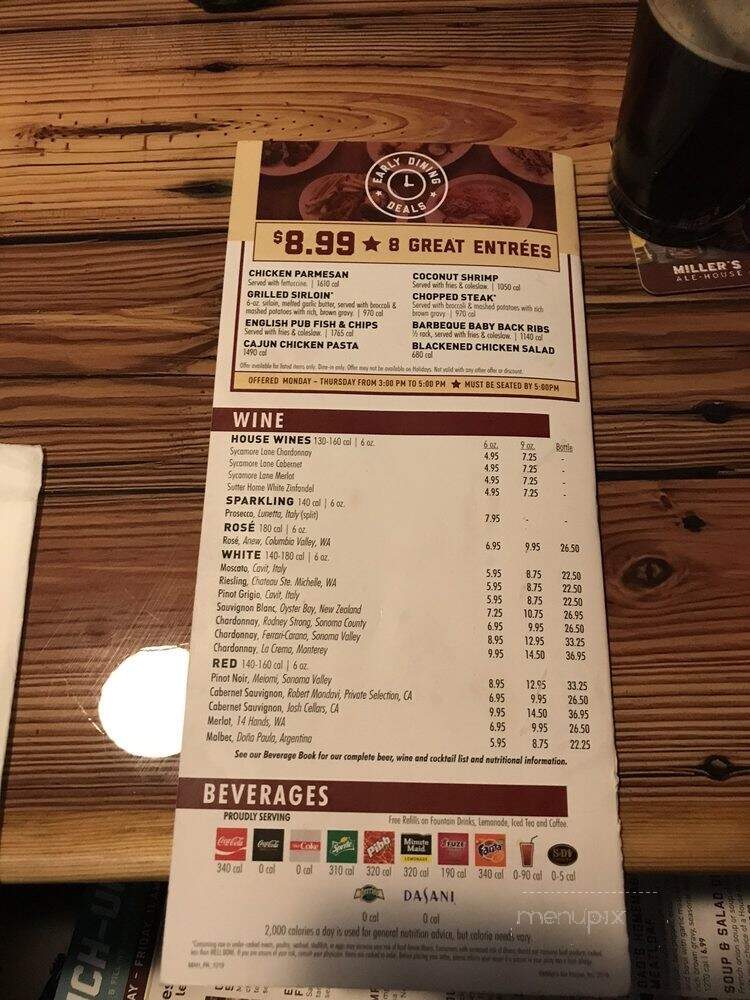 Miller's Ale House - Media, PA menu_pic