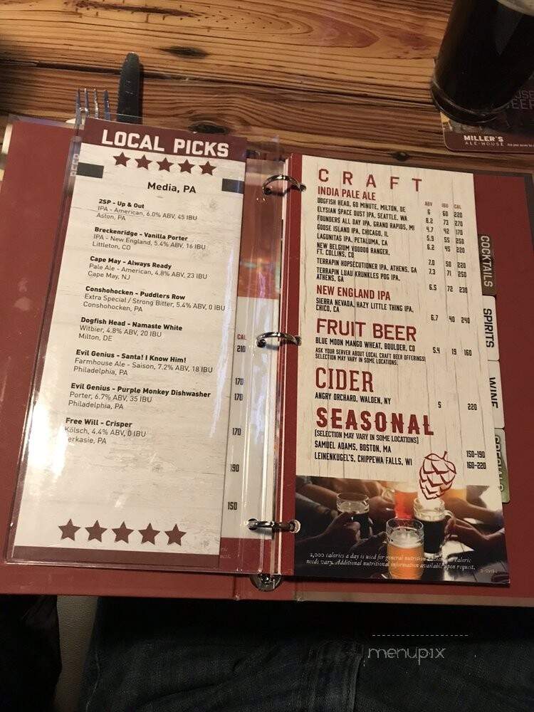 Miller's Ale House - Media, PA menu_pic