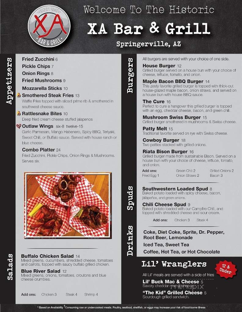 XA Bar & Grill - Springerville, AZ menu_pic