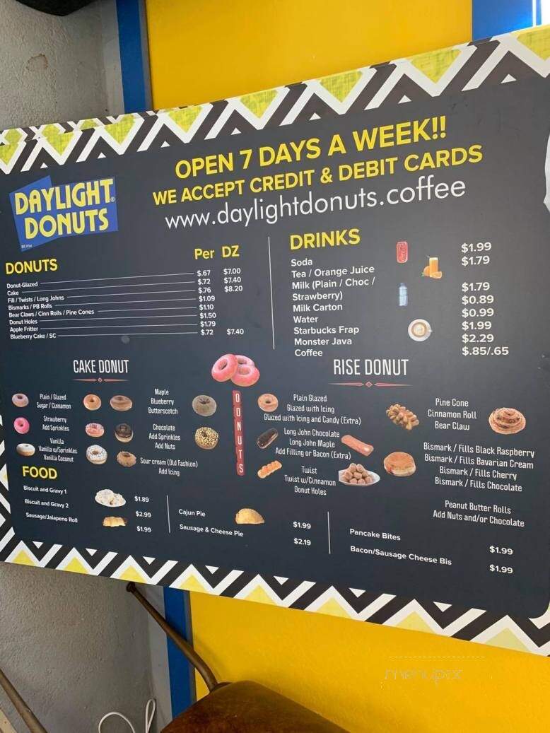 Daylight Donuts - Chanute, KS menu_pic
