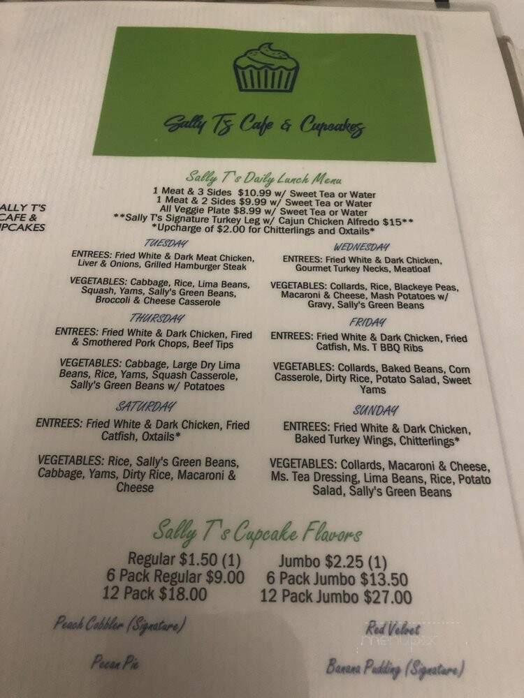 Sally T's Cafe & Cupcakes - Montgomery, AL menu_pic