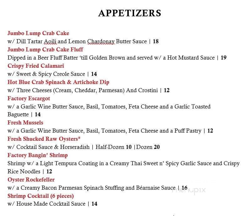 Crabcake Factory Seafood Grille & Bar - Jacksonville Beach, FL menu_pic