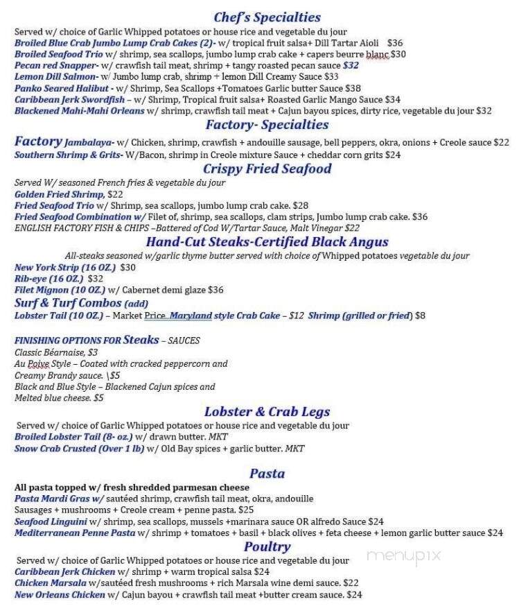 Crabcake Factory Seafood Grille & Bar - Jacksonville Beach, FL menu_pic