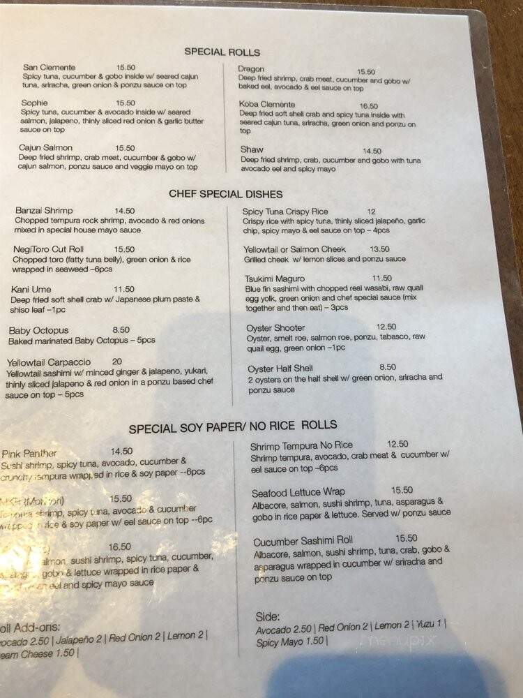 9 Style Sushi - San Clemente, CA menu_pic