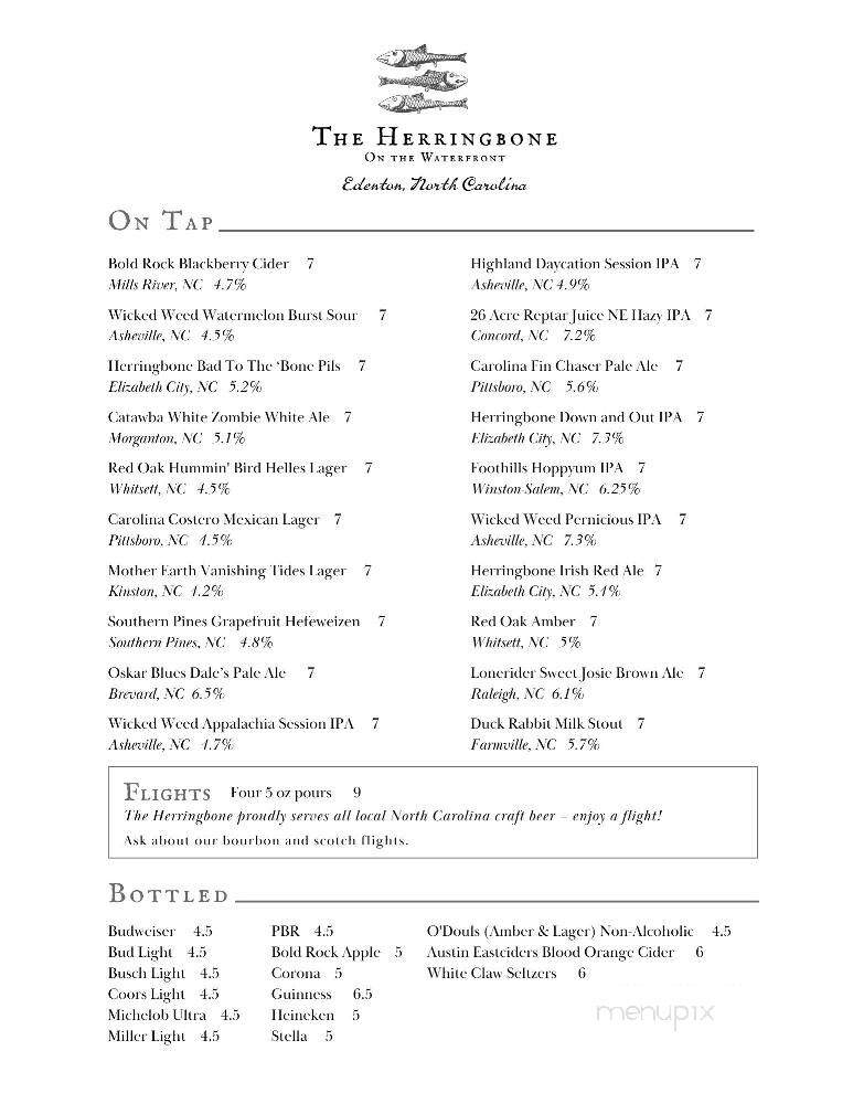 The Herringbone On the Waterfront - Edenton, NC menu_pic
