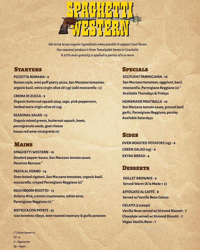 Spaghetti Western - Morongo Valley, CA menu_pic