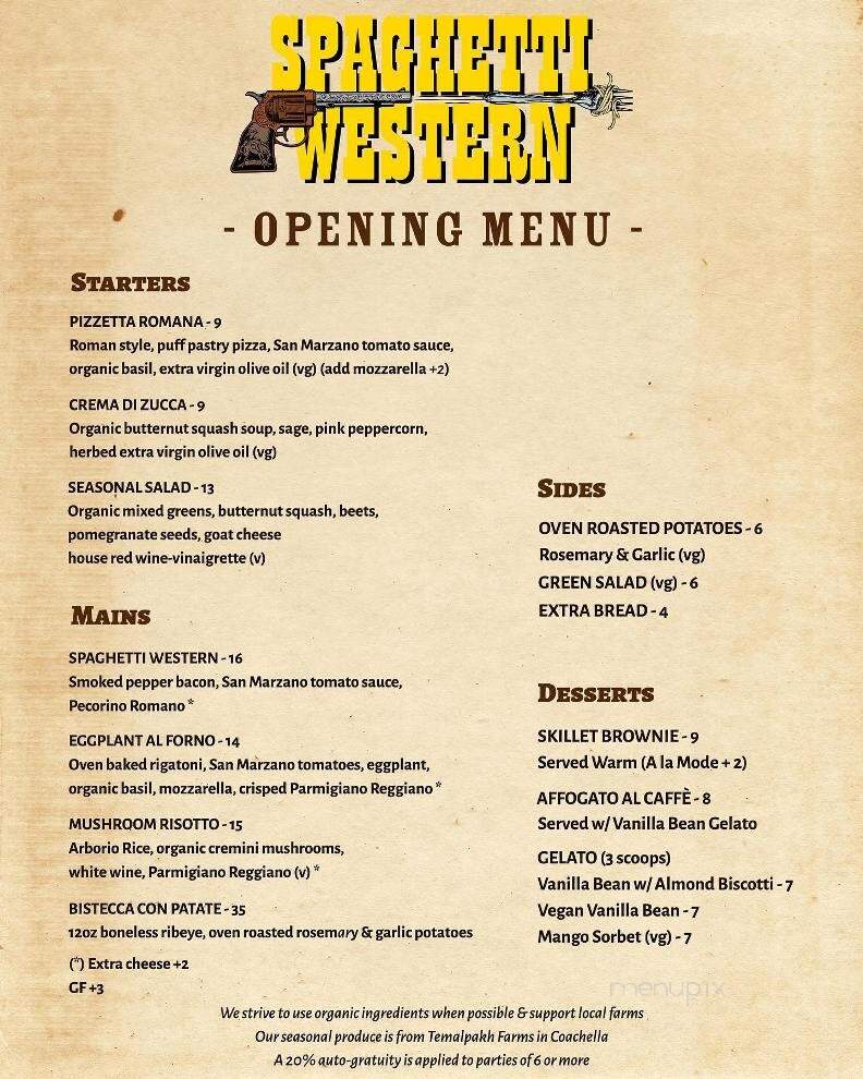 Spaghetti Western - Morongo Valley, CA menu_pic
