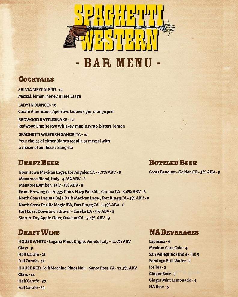 Spaghetti Western - Morongo Valley, CA menu_pic