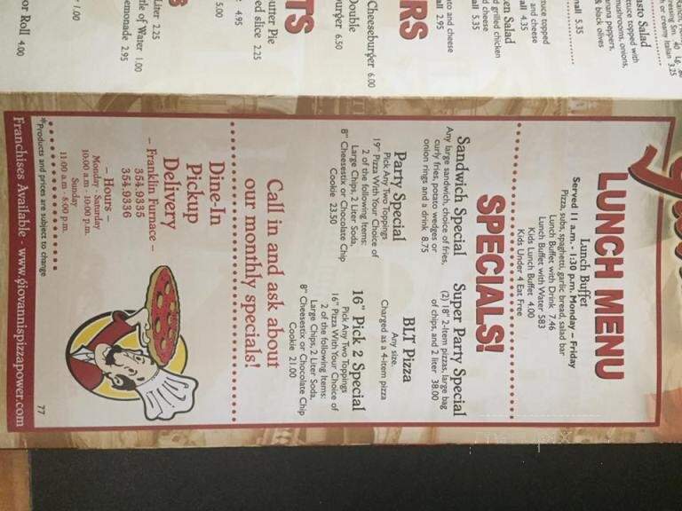 Giovanni's Pizza - Franklin Furnace, OH menu_pic