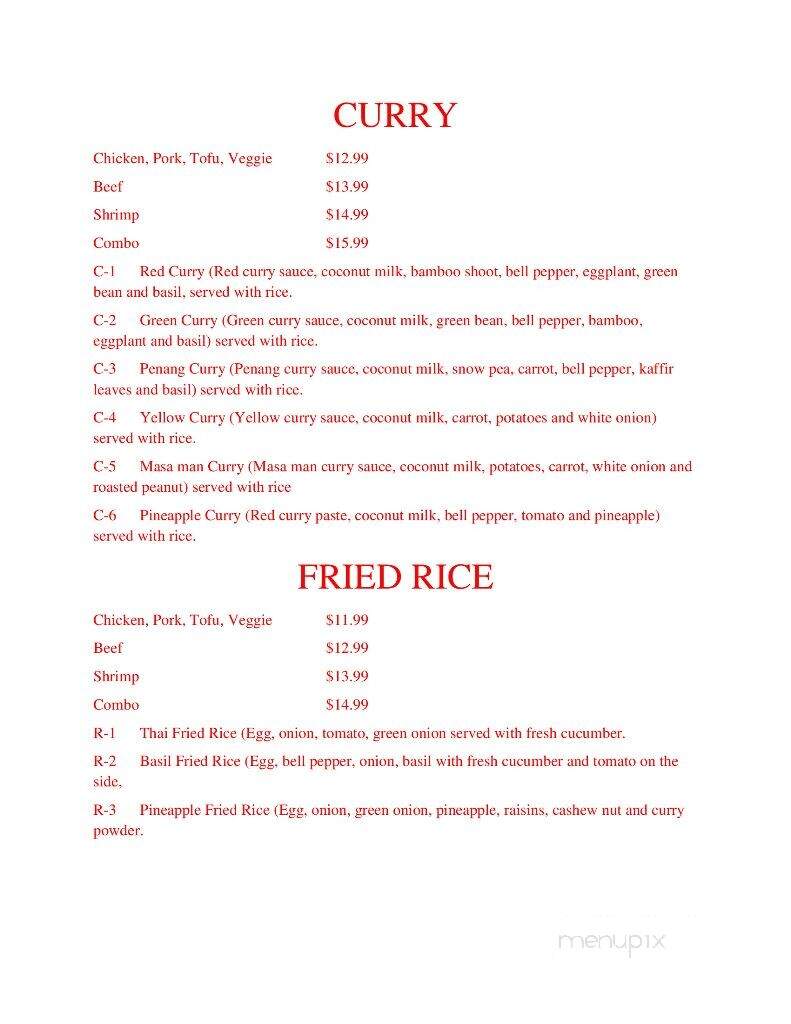 Siam Thai Cuisine - Otto, NC menu_pic