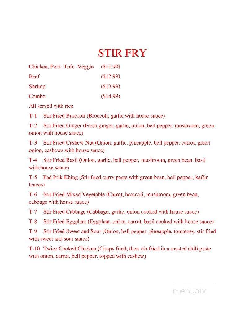 Siam Thai Cuisine - Otto, NC menu_pic