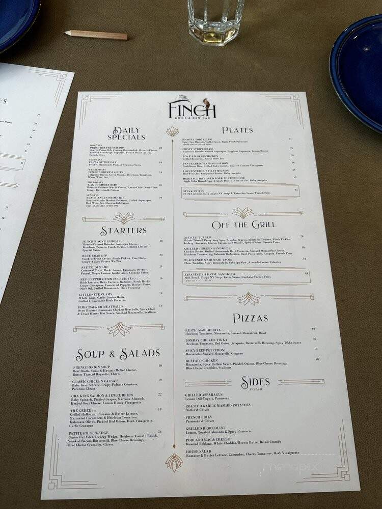 The Finch - Dallas, TX menu_pic