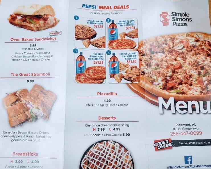 Simple Simon's Pizza - Piedmont, AL menu_pic