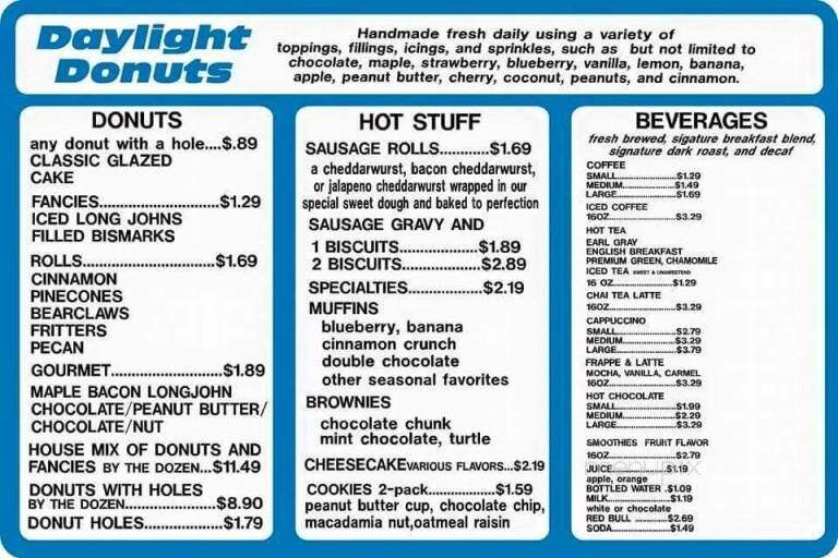 Daylight Donuts - Eaton, OH menu_pic