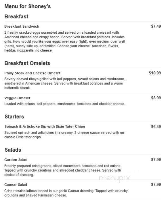 Shoney's - Uniontown, PA menu_pic