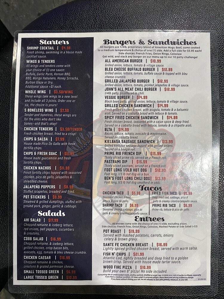 Village Sports Bar - Big Bear Lake, CA menu_pic
