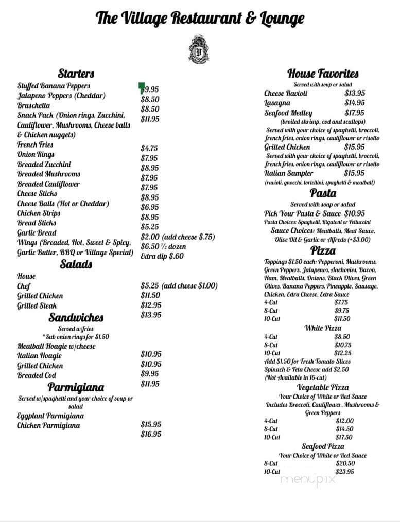 Village Restaurant - Mount Pleasant, PA menu_pic