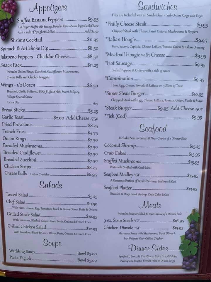 Village Restaurant - Mount Pleasant, PA menu_pic