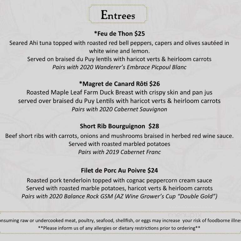 DA Vines Vineyard Wines & Bistro - Cottonwood, AZ menu_pic