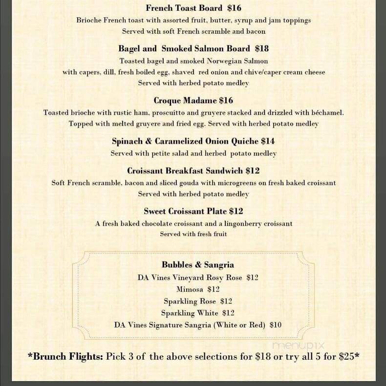 DA Vines Vineyard Wines & Bistro - Cottonwood, AZ menu_pic